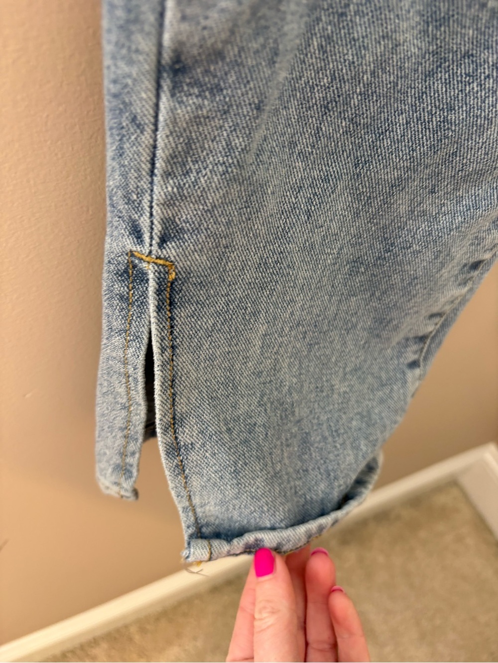Pretty Little Thing Classic High-Rise Straight Leg Blue Jeans w/ side split Sz4 - Picture 5 of 7